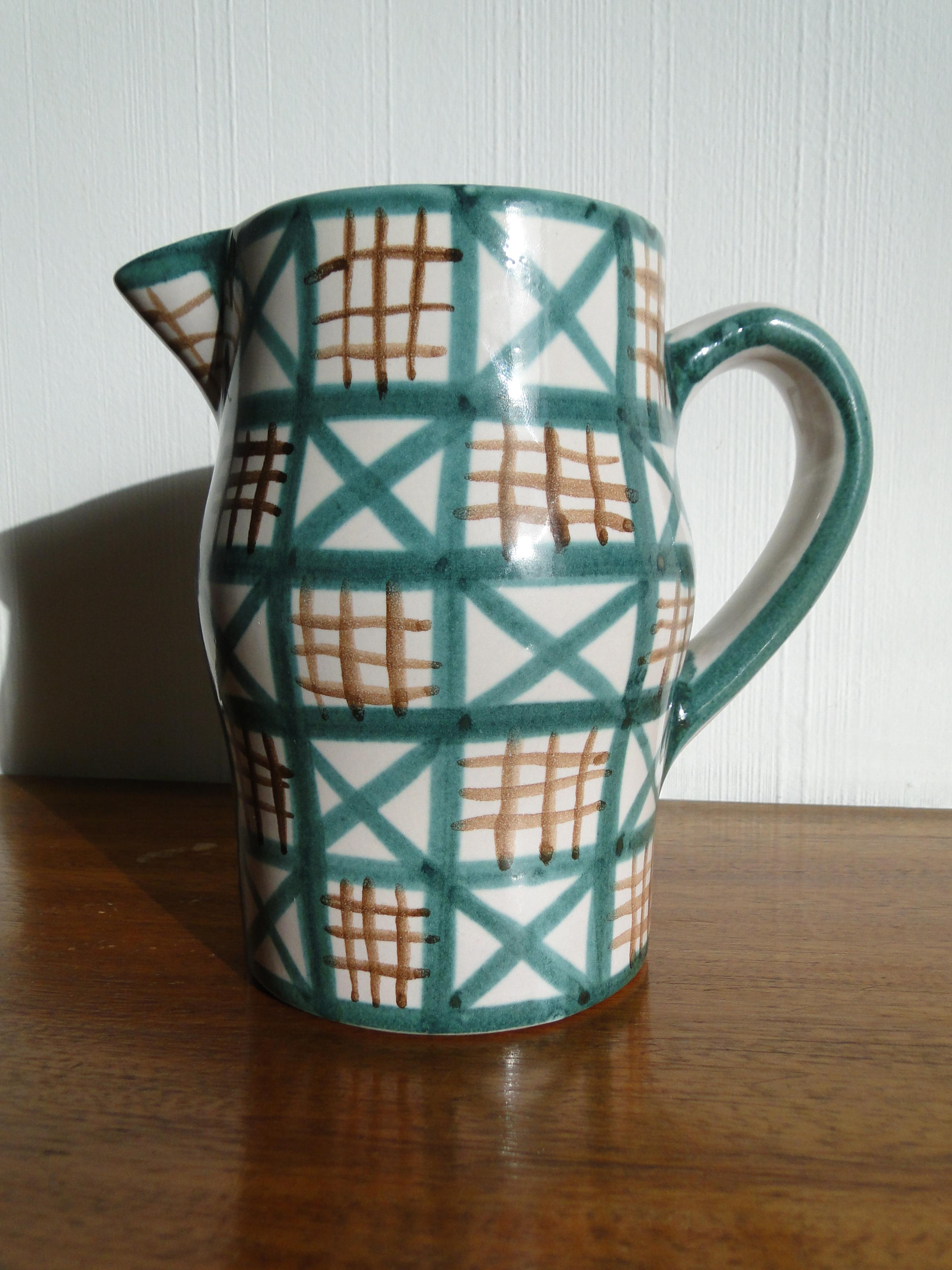 Mid-Century Modern Robert Picault Ceramic Vallauris France Ceramic Pitcher Mid-Century For Sale