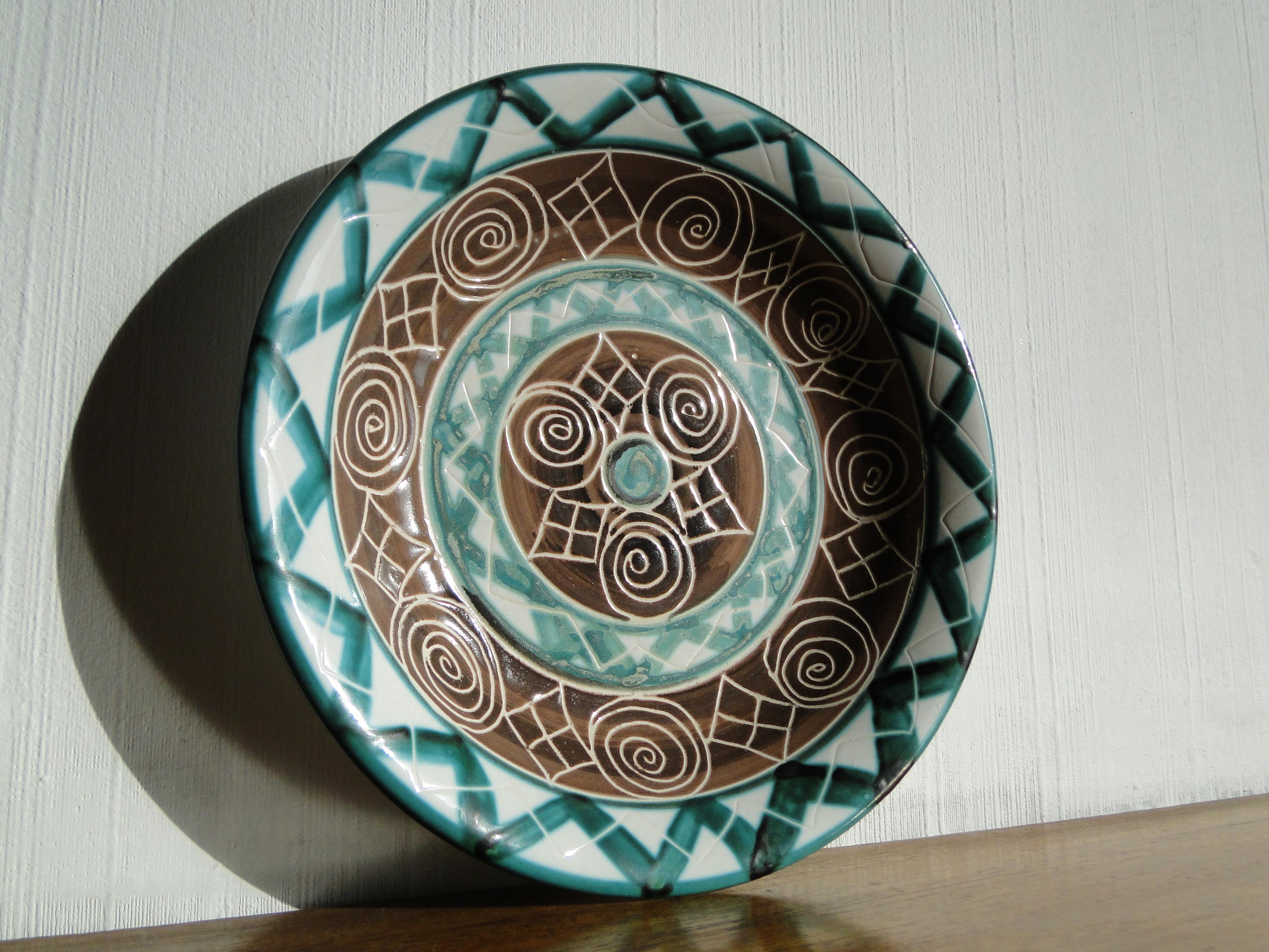 Robert Picault Keramik Vallauris Frankreich Keramische Platte Mitte des Jahrhunderts (Moderne der Mitte des Jahrhunderts) im Angebot