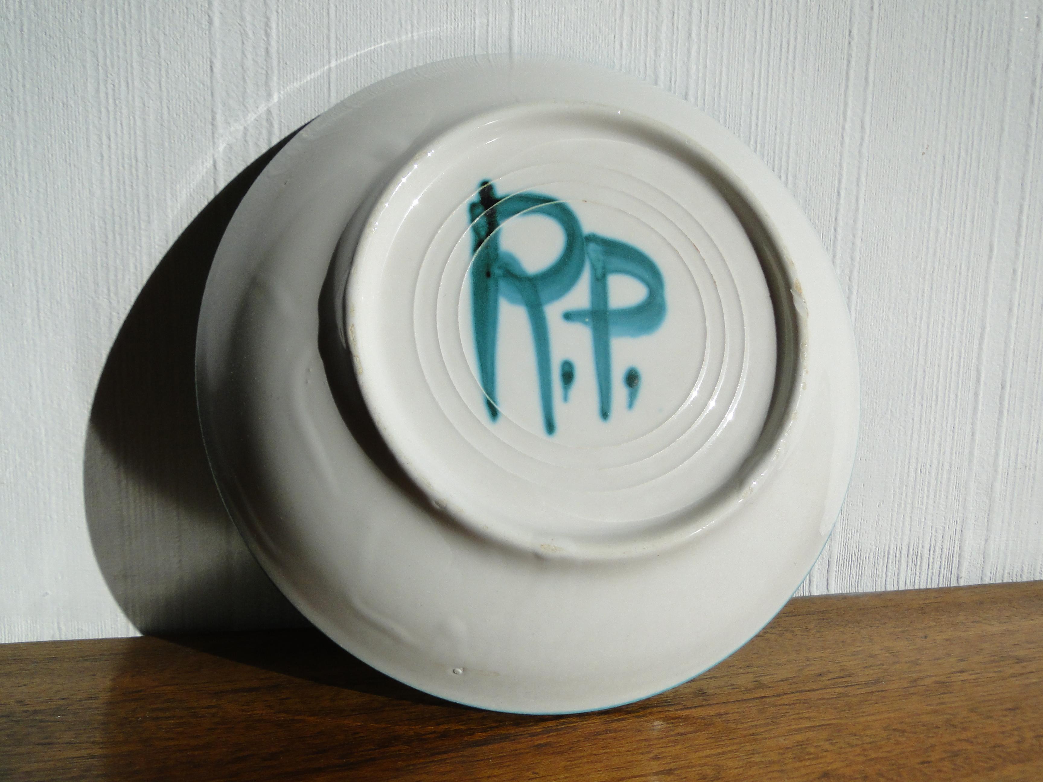 Mid-Century Modern Robert Picault Ceramic Vallauris France Ceramic Platter Mid Century For Sale