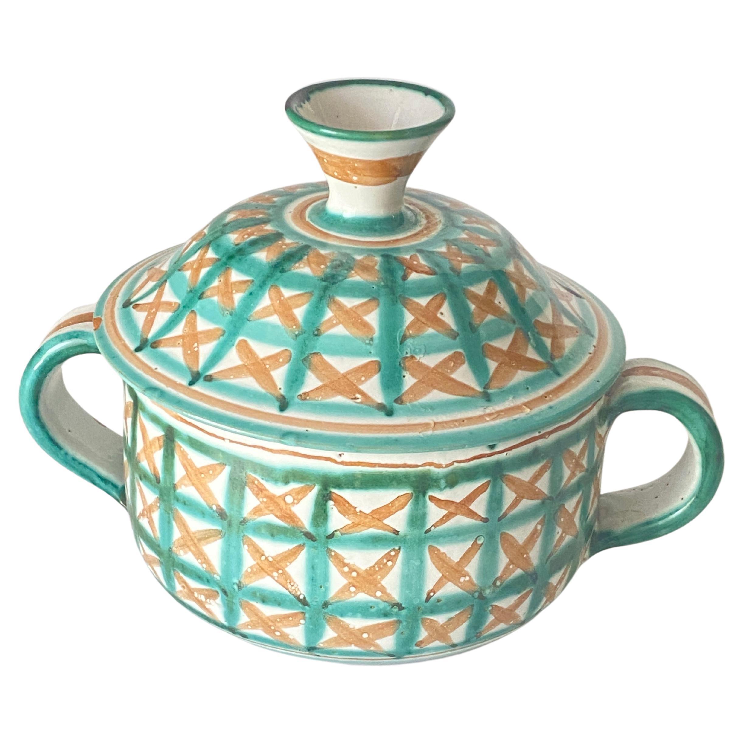Robert Picault  Soup Tureens Vallauris with Lid Green and Brown, France, 1960