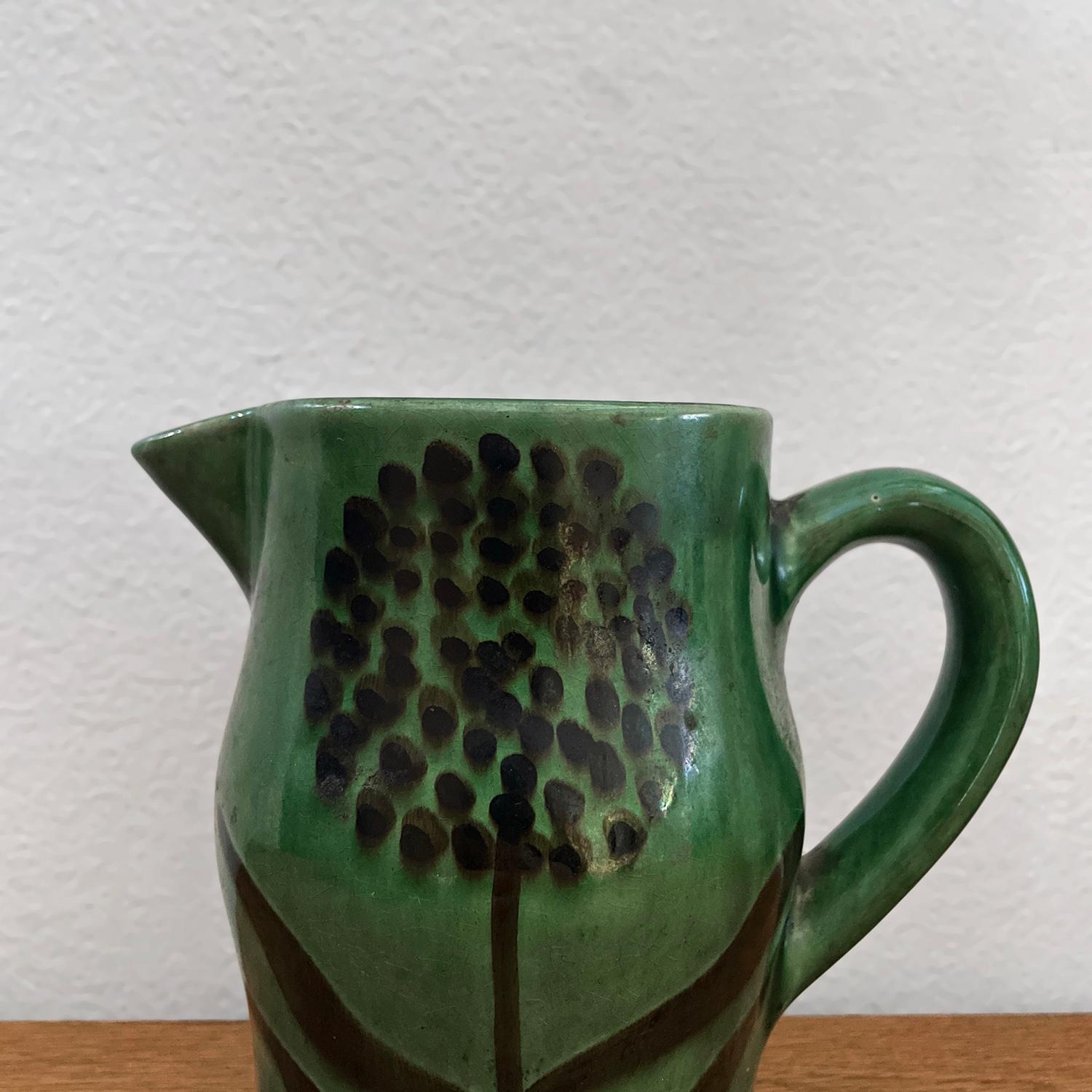 Robert Picault French Ceramic Pitcher Vase For Sale 3