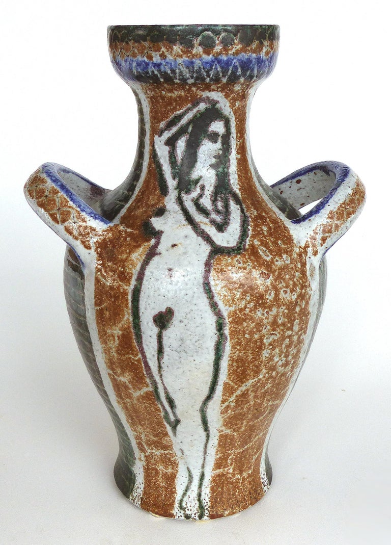 Robert Picault French Ceramic Vase, Vallauris Artist at 1stDibs
