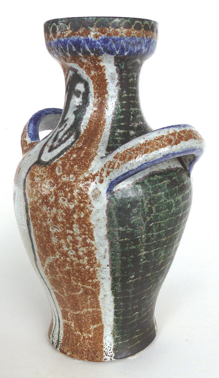 Robert Picault French Ceramic Vase, Vallauris Artist at 1stDibs