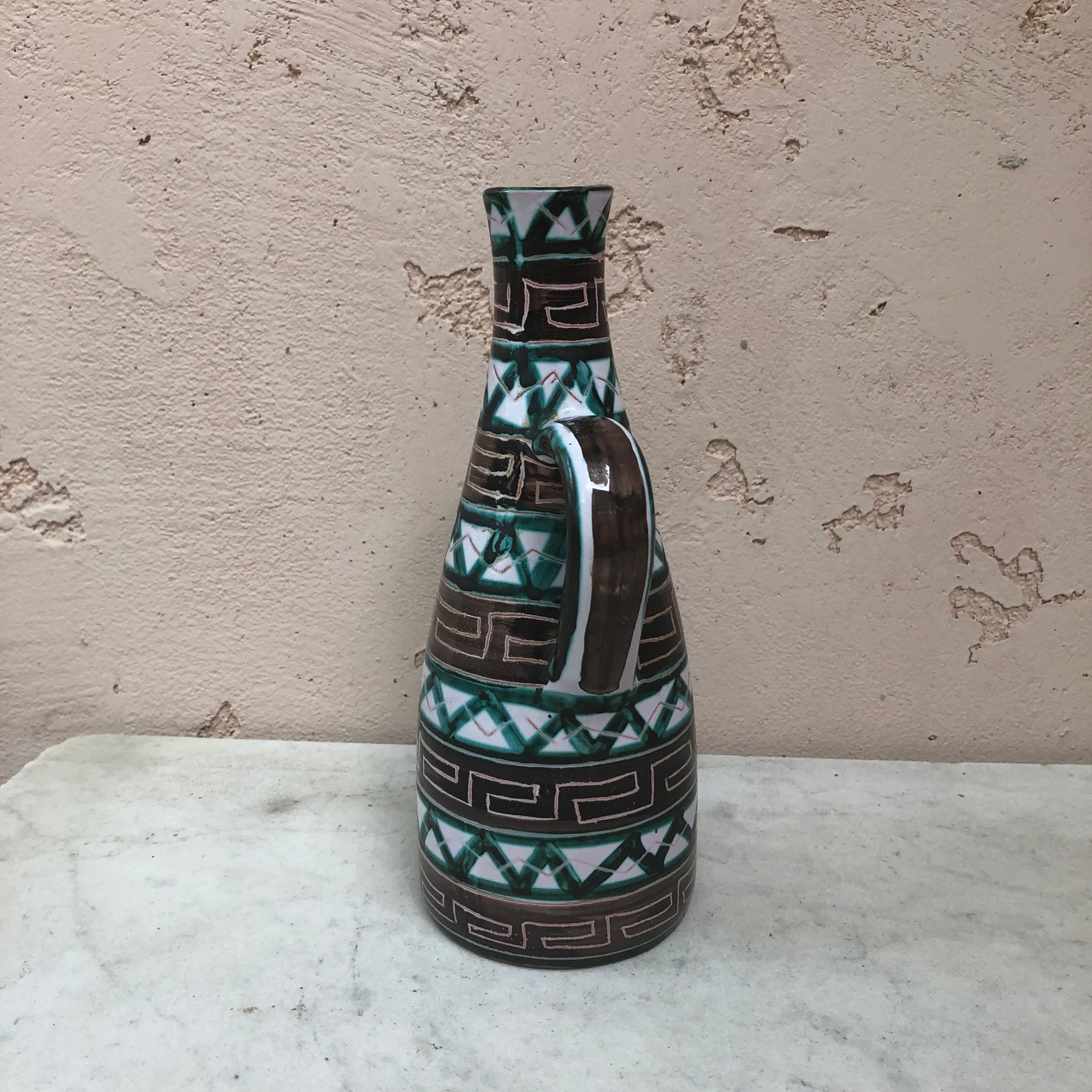 Mid-Century Modern Mid-Century Geometrical Pitcher Robert Picault Vallauris For Sale