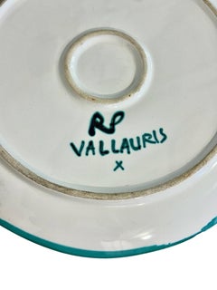 Plat décoratif en céramique peint à la main par Robert Picault, Vallauris, vers 1960