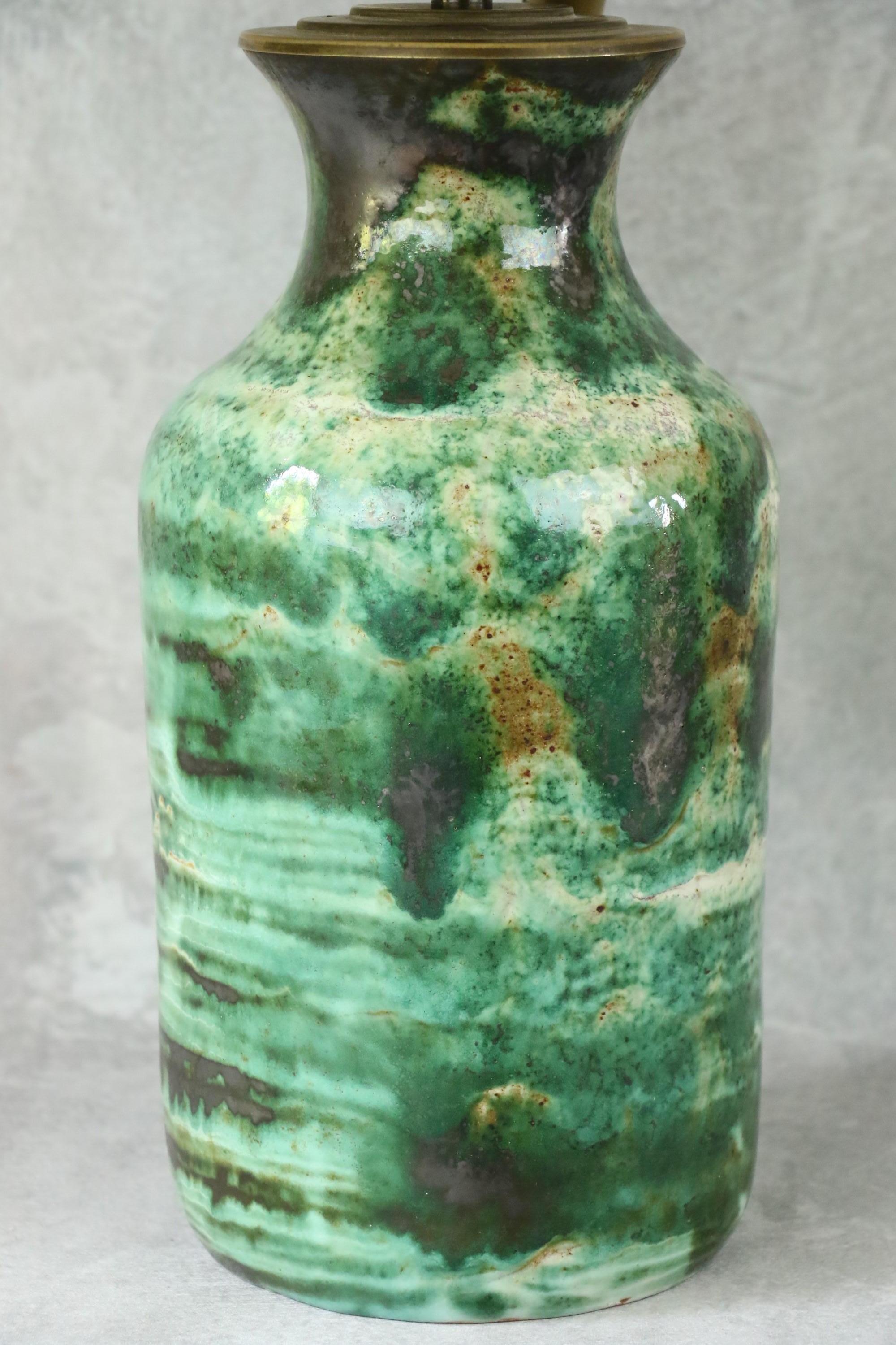 Robert Picault, High Ceramic Lamp, Signed, Vallauris, France, 1950s 1