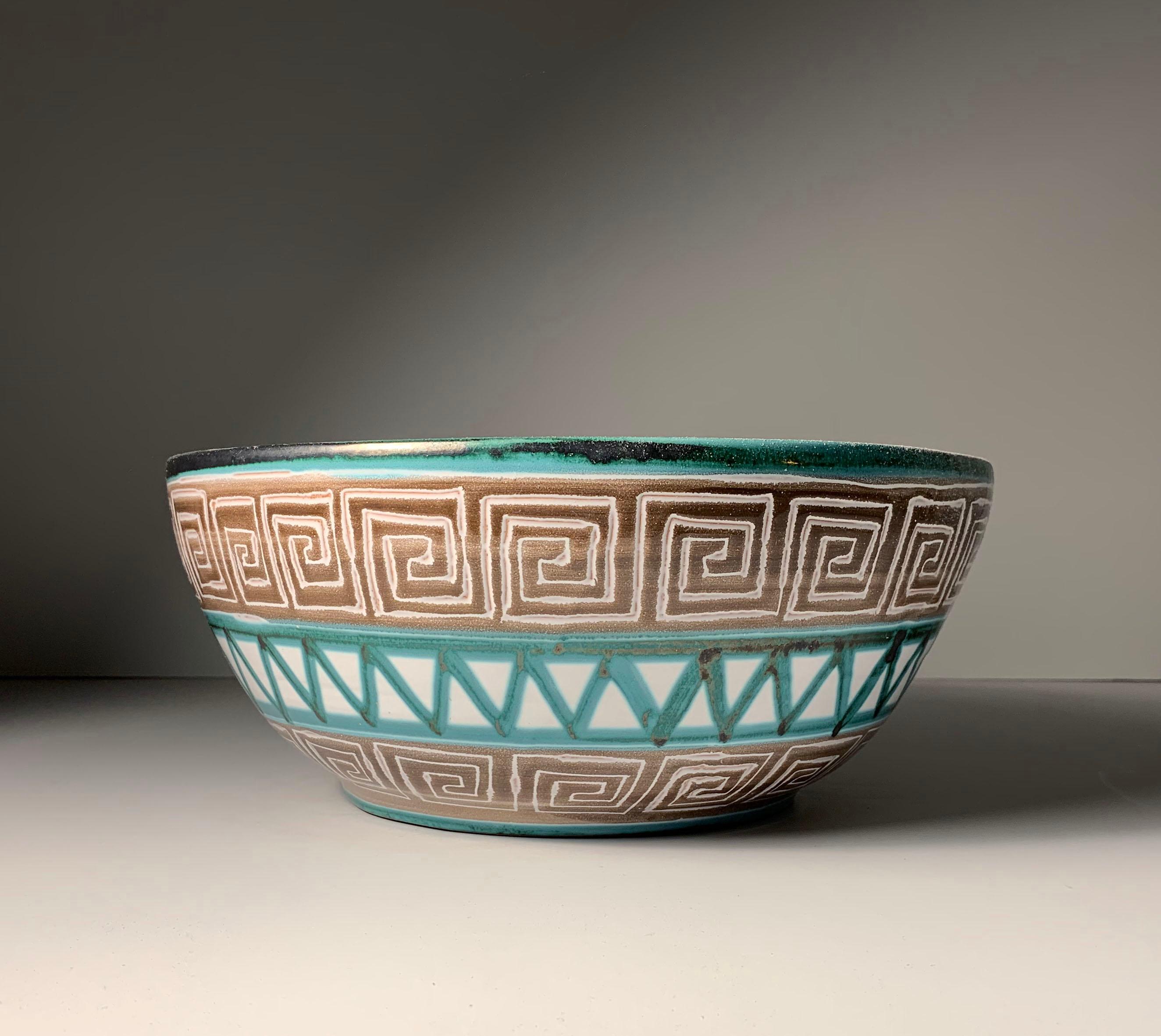 Mid-Century Modern Robert Picault Large Ceramic Centerpiece Bowl