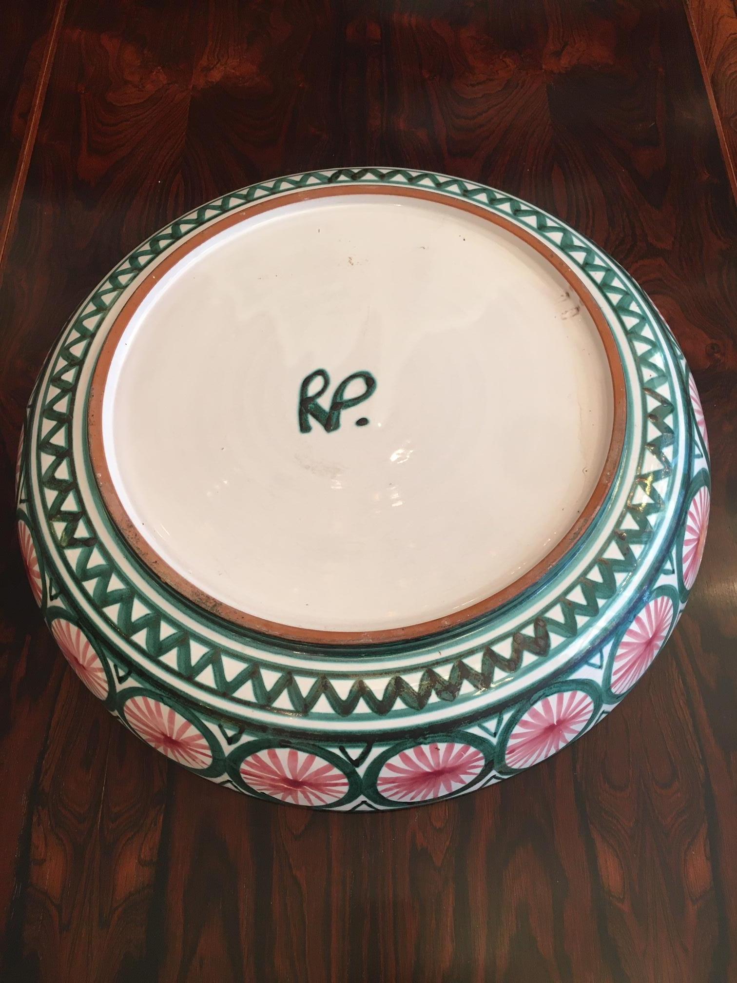 Glazed Robert Picault Large Ceramic Dish from Vallauris, France, ca. 1950s