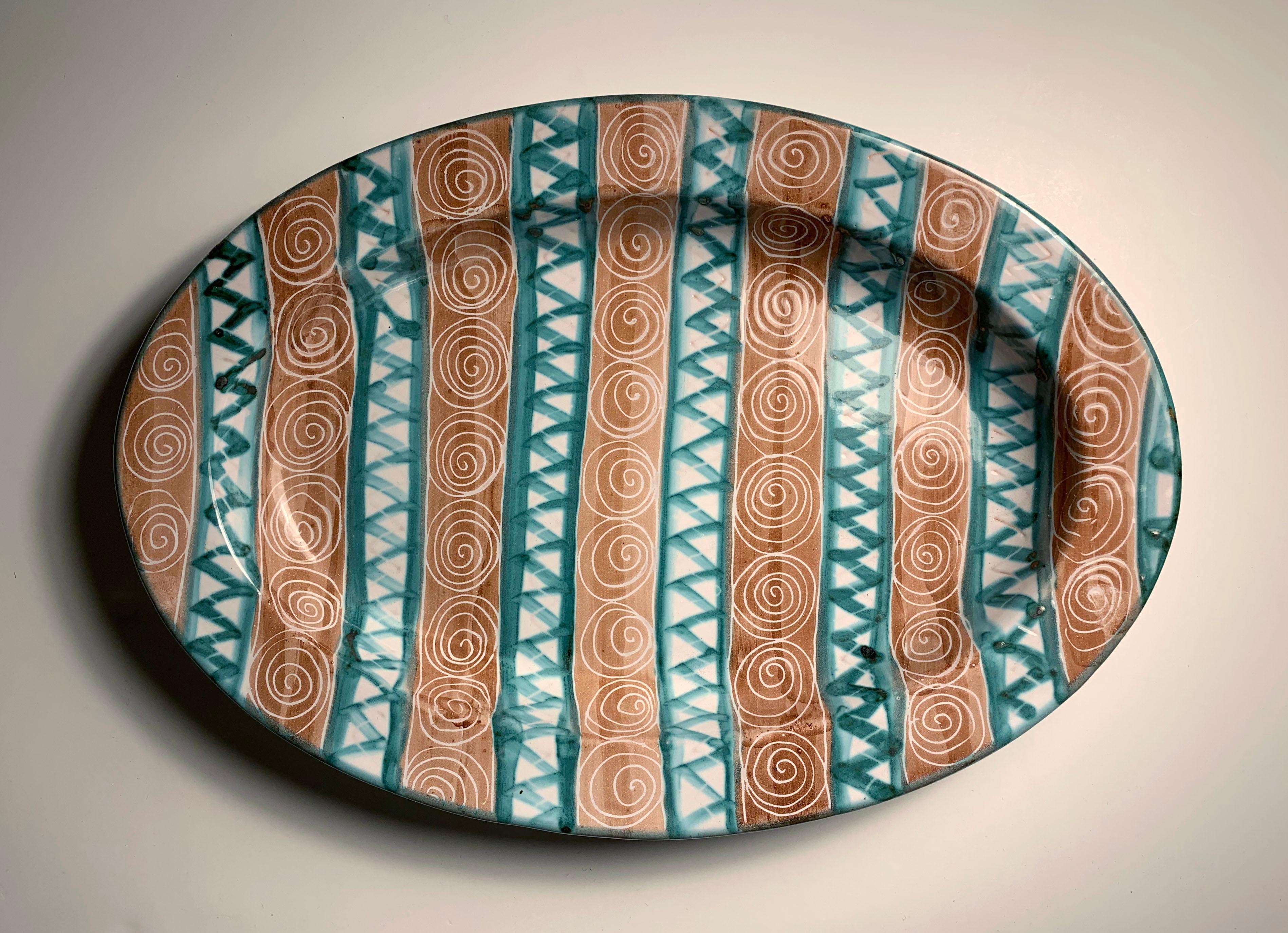 Robert Picault Grand plat ovale décoratif pour centre de table