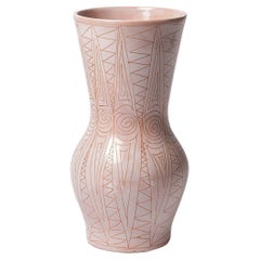 Robert Picault Large XXth Century Design Pink Ceramic Vase Vallauris, 1950