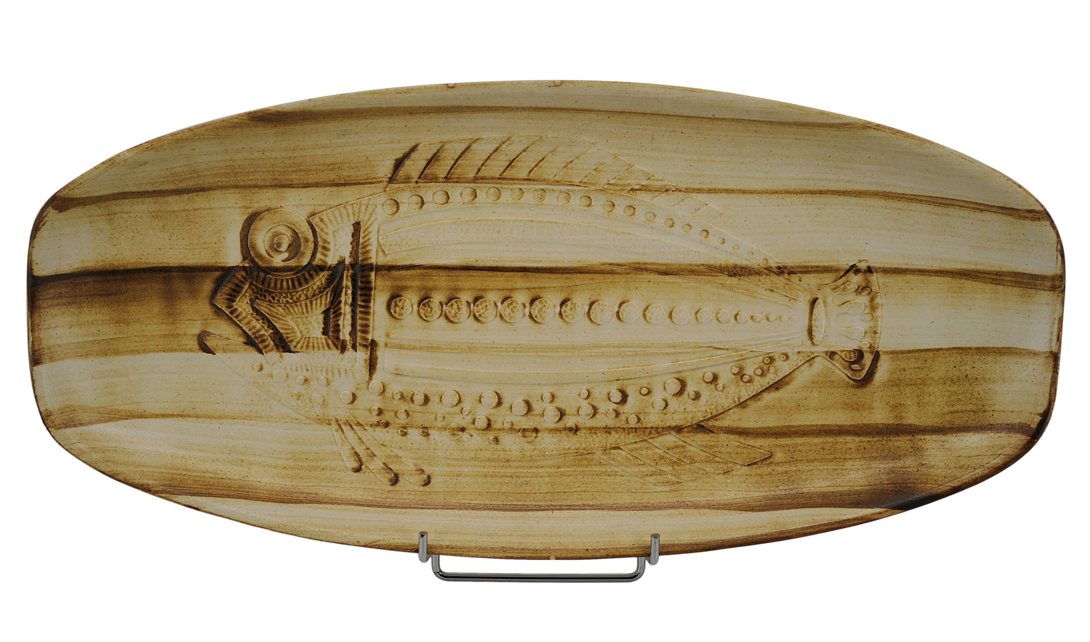 Robert Picault Longchamp French Ceramic Fish Set, 1970s (Moderne der Mitte des Jahrhunderts) im Angebot