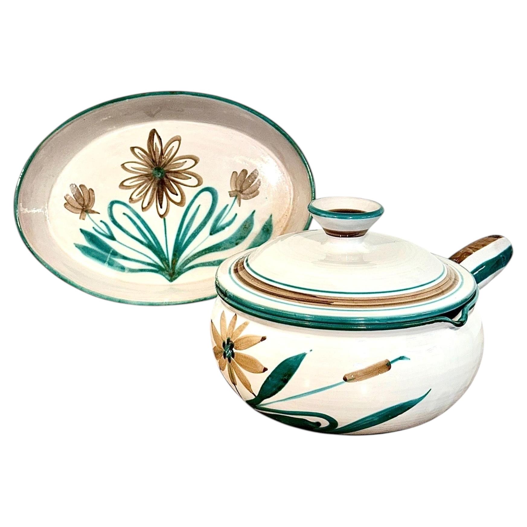 Robert Picault Oven-to-Table Ceramic Baking Dish & Saucepan Set, Vallauris 1960 For Sale