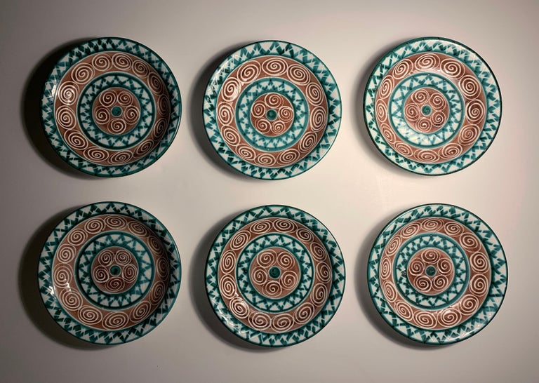 Robert Picault Set of 6 Shallow Bowl Plates For Sale at 1stDibs