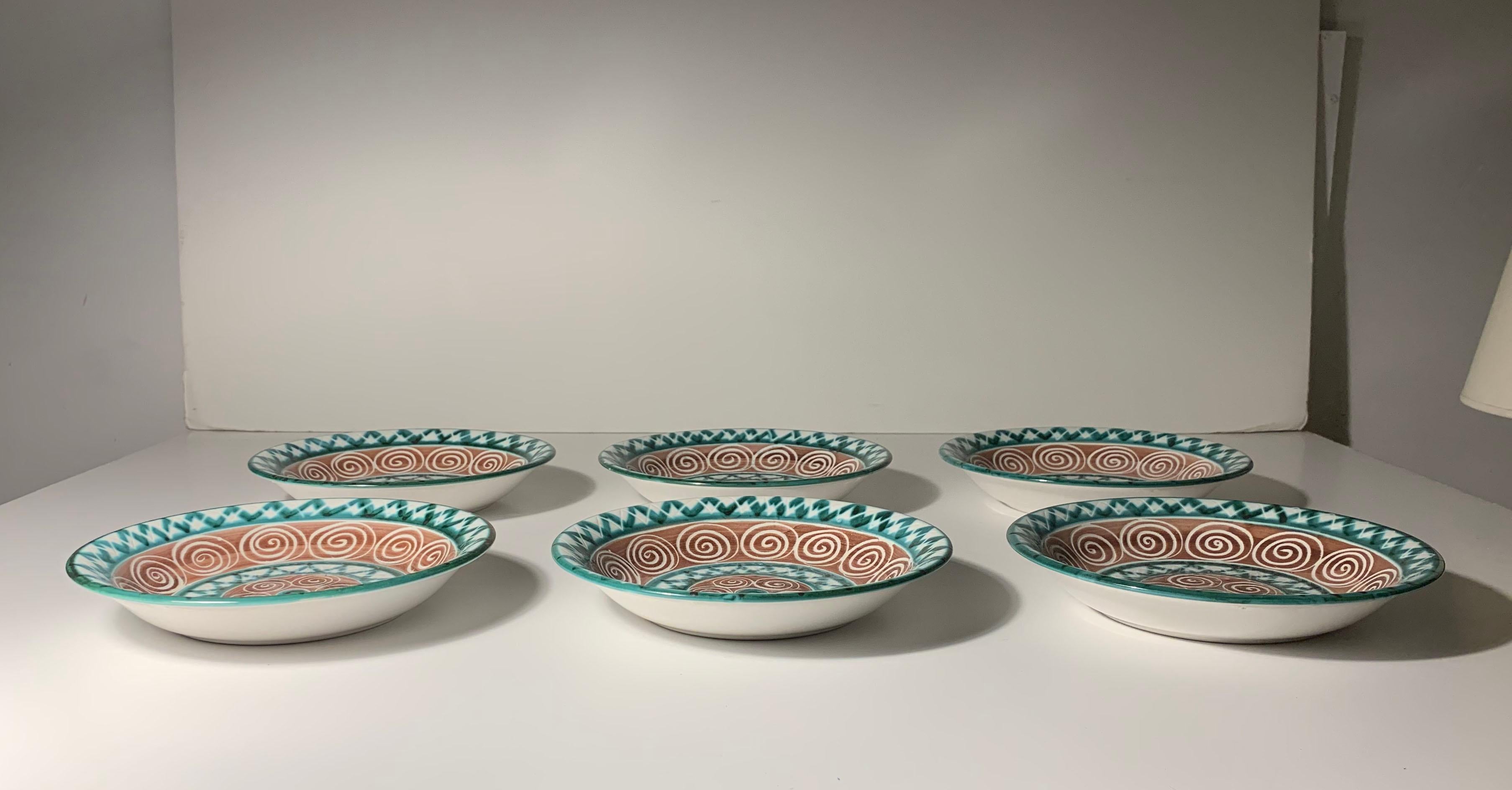 French Robert Picault Set of 6 Shallow Bowl Plates For Sale