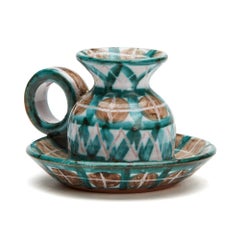 Robert Picault, chandelier en poterie d'art de Vallauris peint à la main