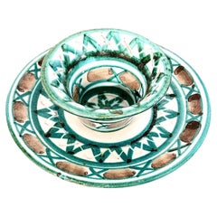 Robert Picault Vallauris Ceramic Bowl and Saucer, Mid-20th Century