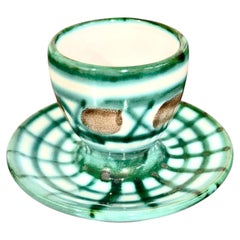 Robert Picault Vallauris Ceramic Egg Cup and Saucer, France, circa 1960