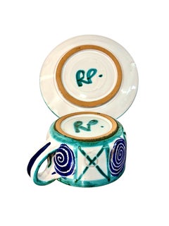 Tasse à thé et soucoupe en céramique « Robert Picault Vallauris », France, vers 1960