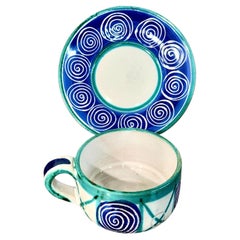 Tasse à thé et soucoupe en céramique « Robert Picault Vallauris », France, vers 1960