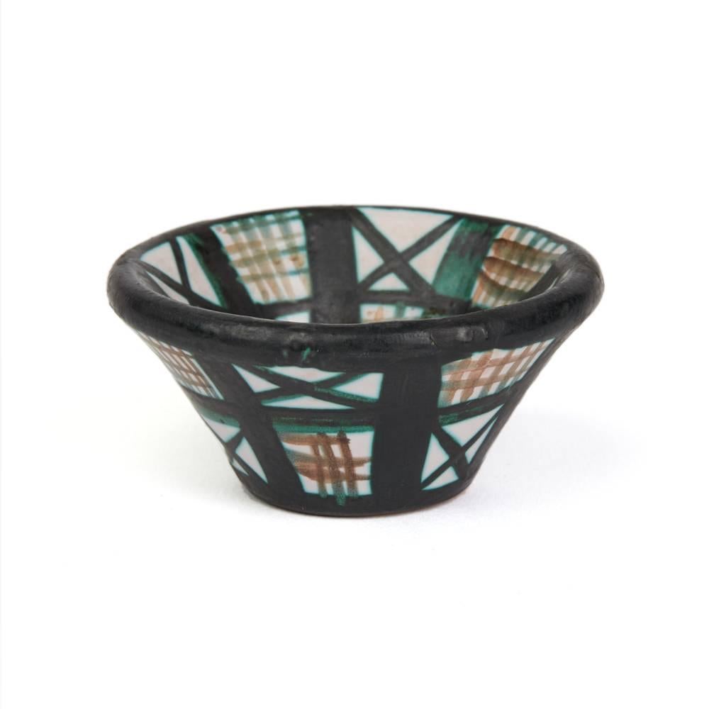 Robert Picault Vallauris Four Teal Art Pottery Dishes, 1950s In Good Condition In Bishop's Stortford, Hertfordshire