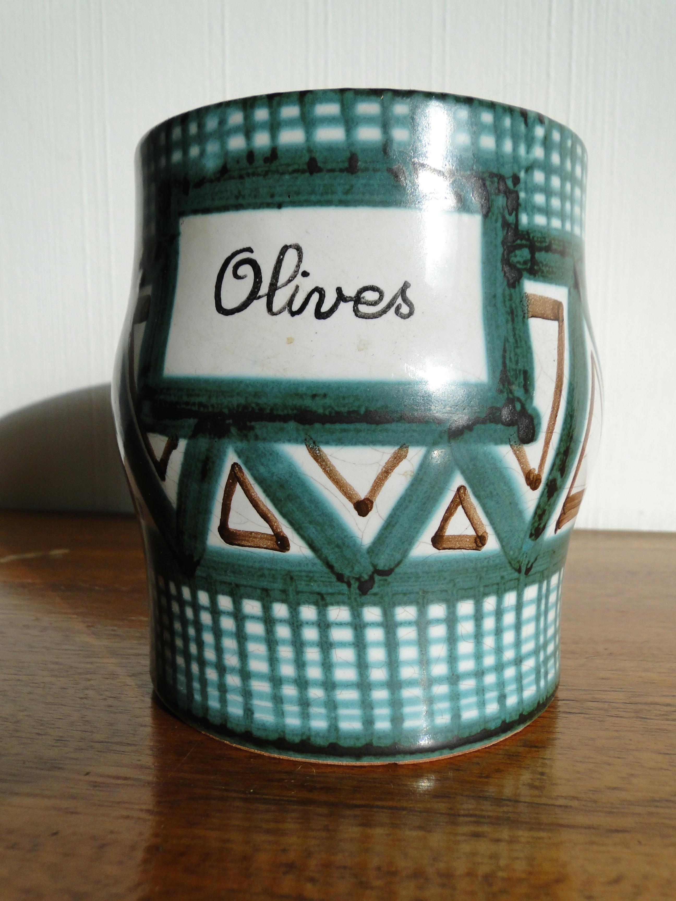 Mid-Century Modern Robert Picault Vallauris France Ceramic Olive Pot Mid Century For Sale