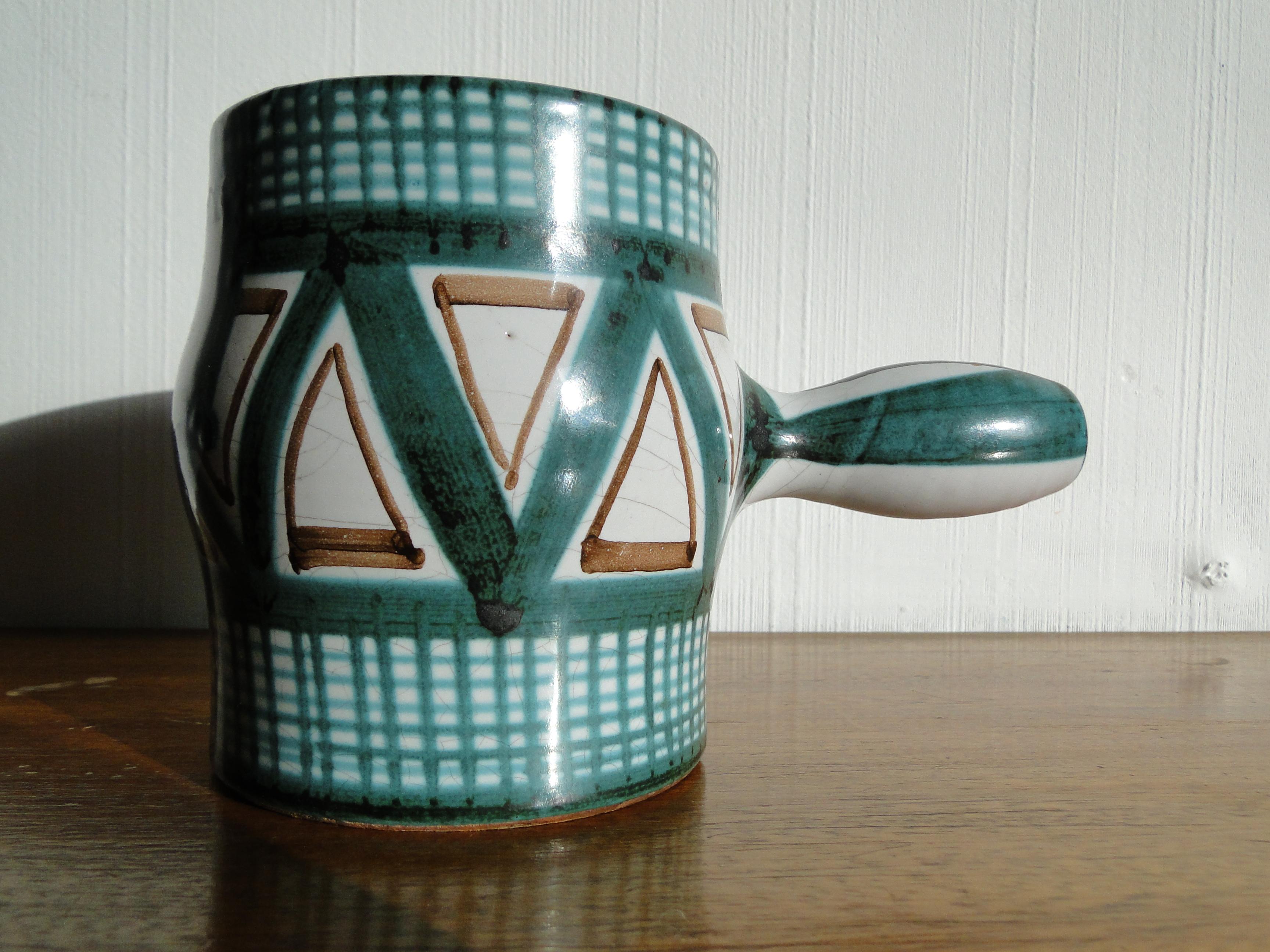 French Robert Picault Vallauris France Ceramic Olive Pot Mid Century For Sale