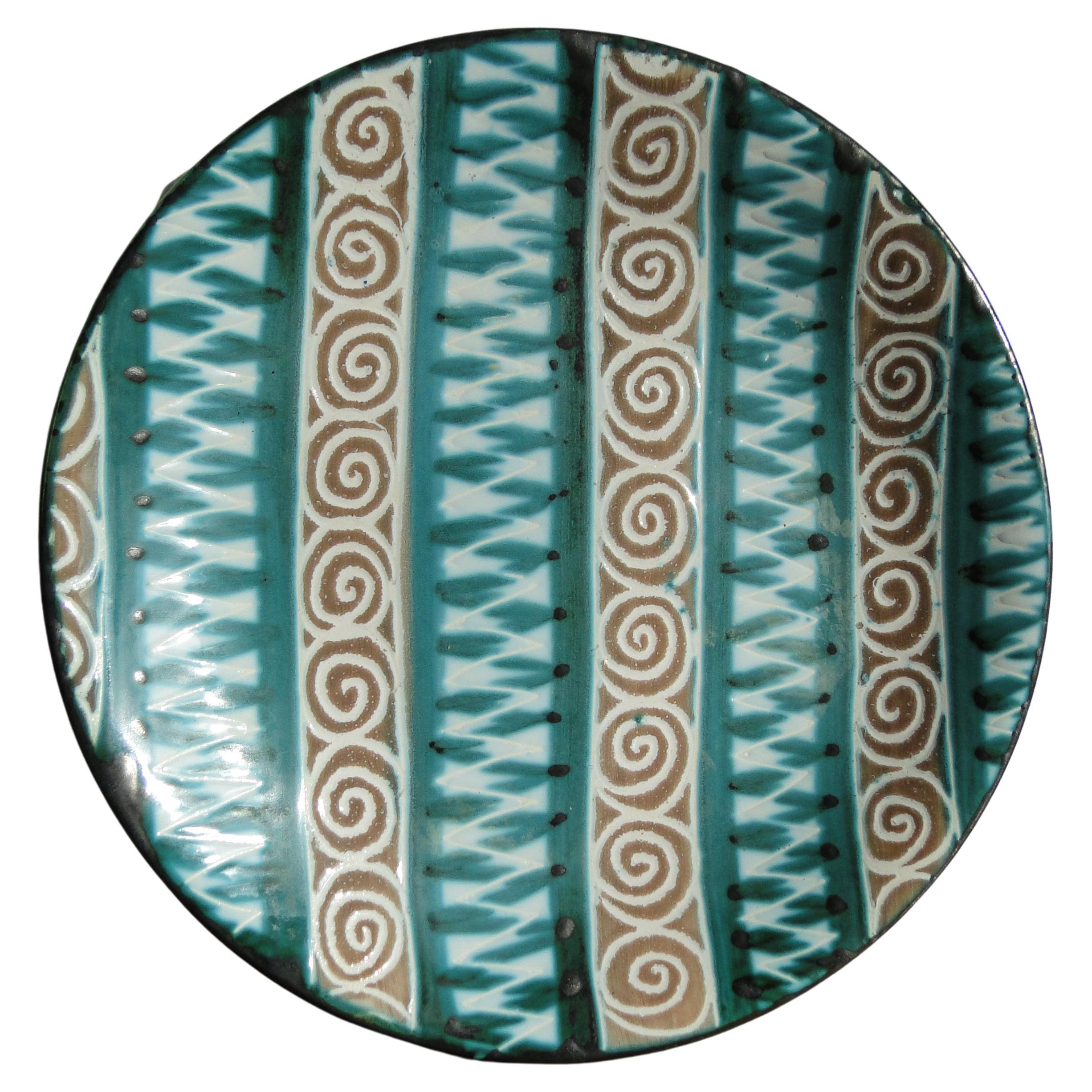Robert Picault  Vallauris France Large Ceramic Plate Mid Century