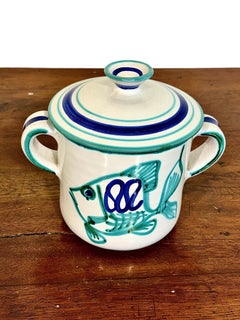 Robert Picault Vallauris Lidded Faience Tureen with Fish Decor