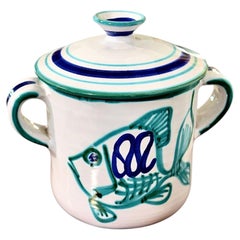 Robert Picault Vallauris Lidded Faience Tureen with Fish Decor