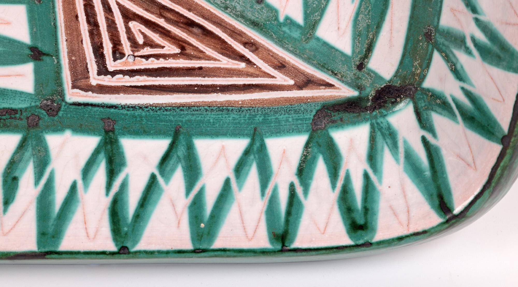 20th Century Robert Picault Vallauris Mid-Century Hand Painted Pottery Serving Dish