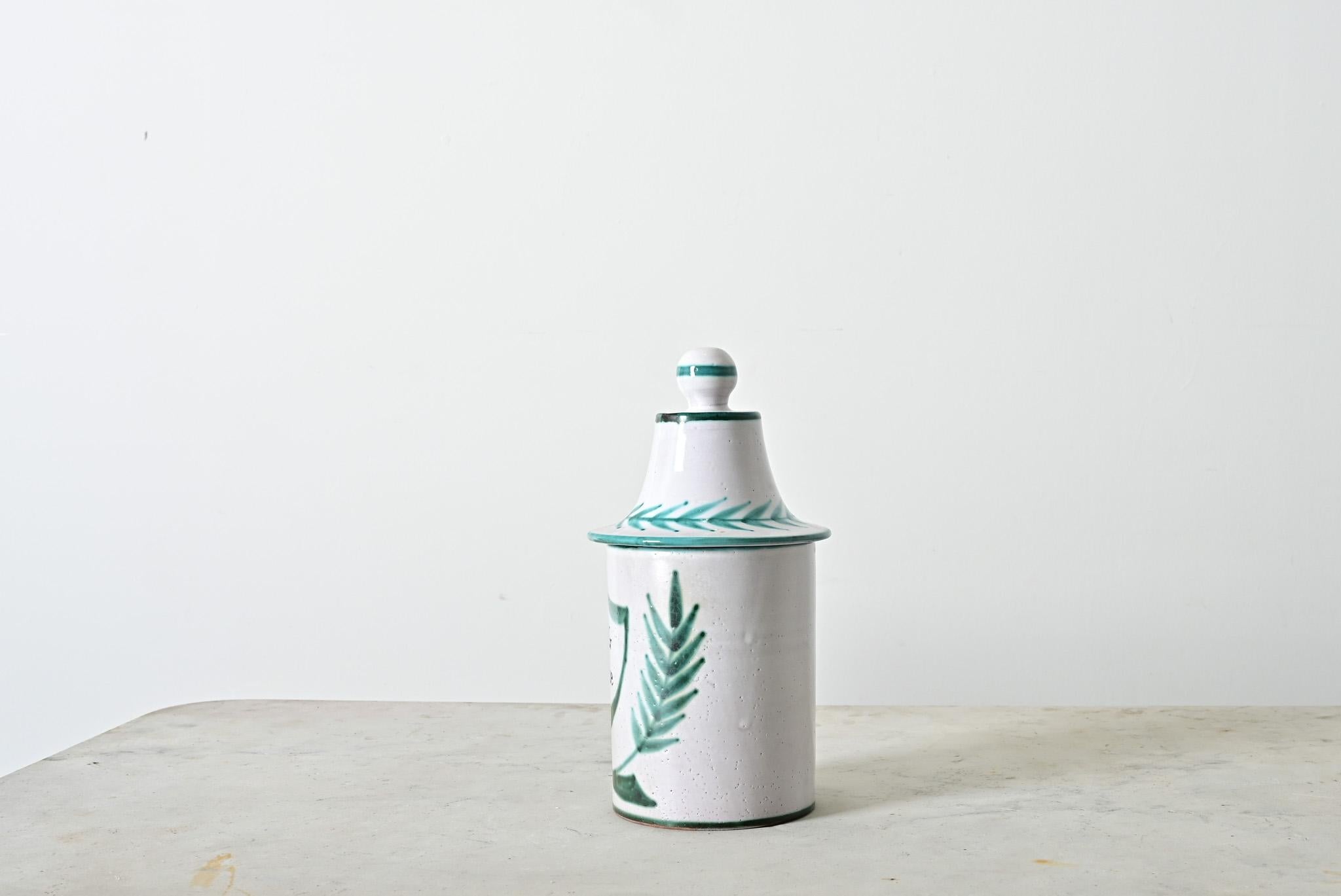 Ceramica Robert Picault Vallauris AM, barattolo da farmacia del metà del secolo scorso in vendita