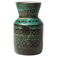 Robert Picault vaso in ceramica bianco e verde del XX secolo Vallauris 1970