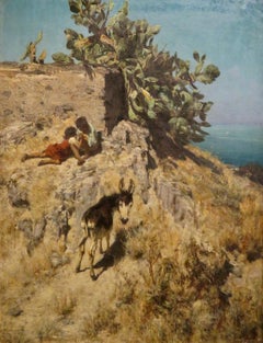 Peinture à l'huile arabe ancienne originale d'un important peintre allemand autrichien