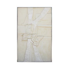 "Polyurethane Relief #16" White Abstract Geometric Sculptural Relief Painting