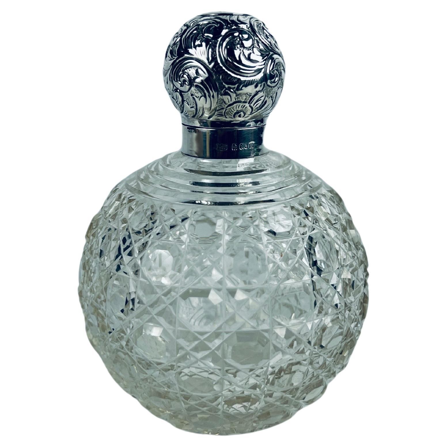 Robert Pringle & Sons Birmingham Sterling Silver & Cut Glass Perfume Bottle 1904