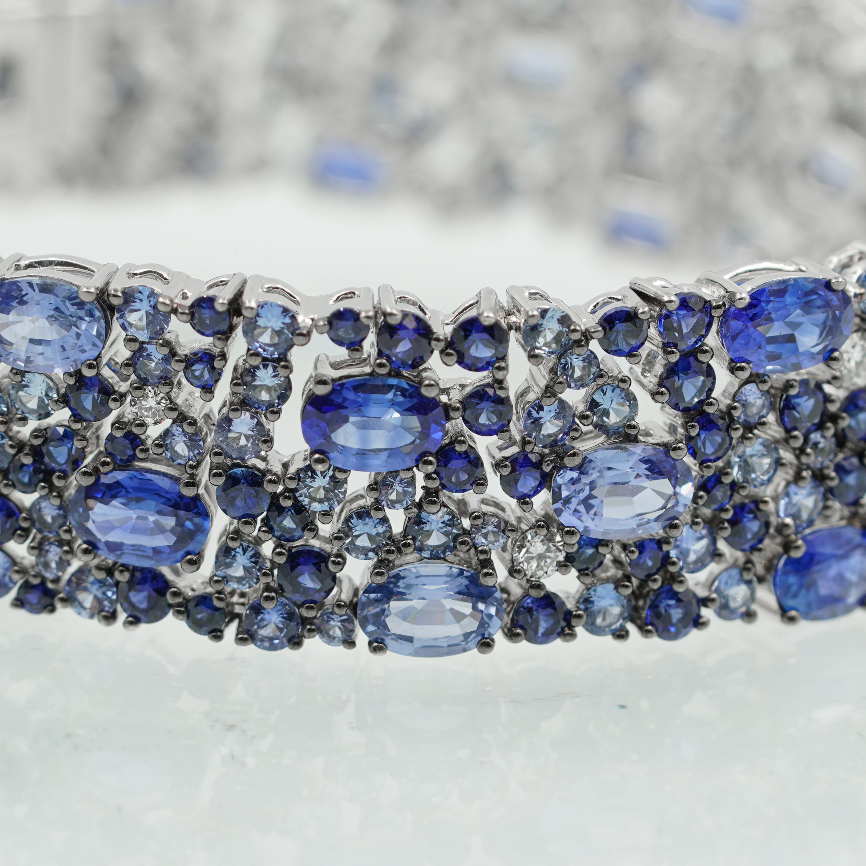 Brilliant Cut Robert Procop 18K White Gold Sapphire and Diamond Bracelet For Sale