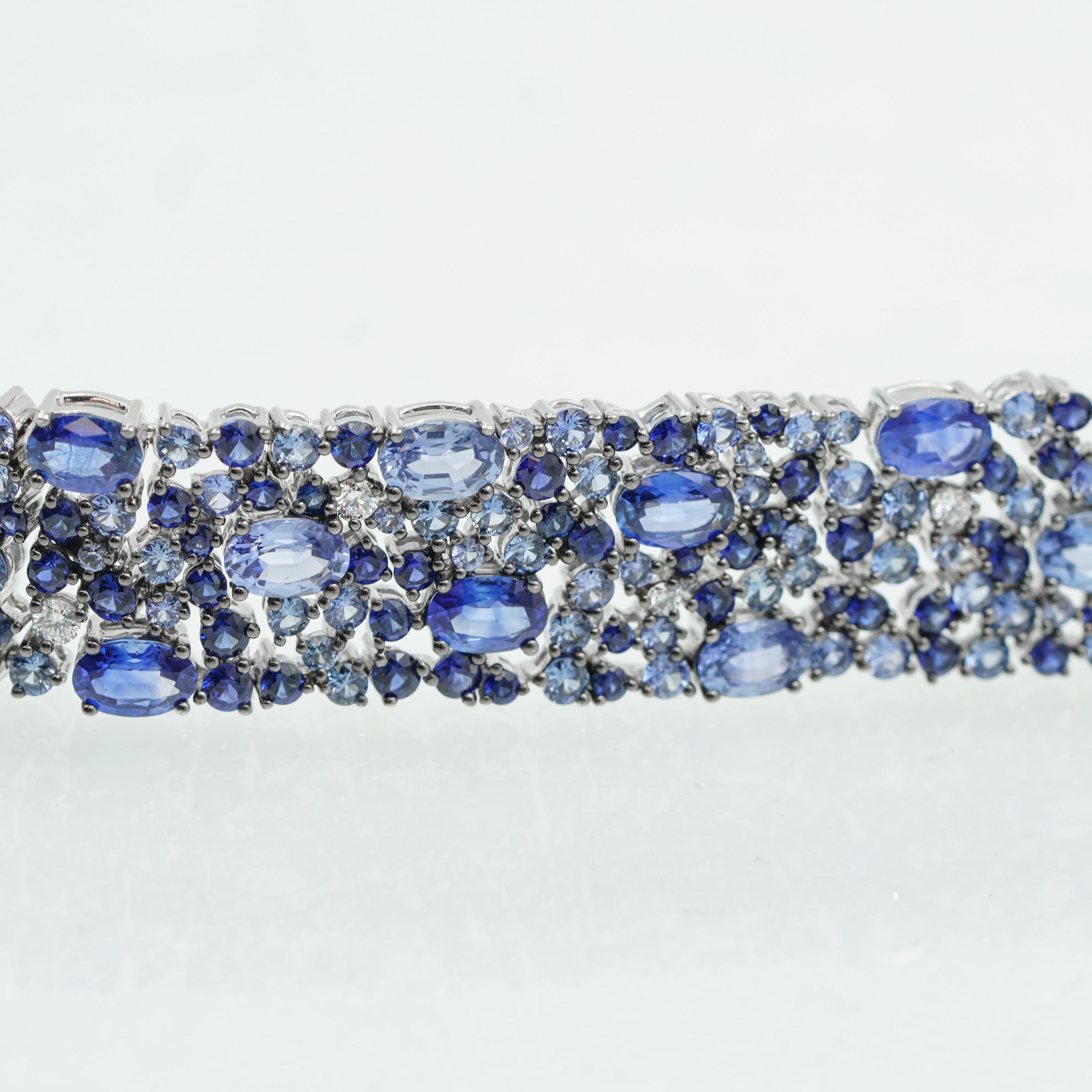 Women's Robert Procop 18K White Gold Sapphire and Diamond Bracelet For Sale