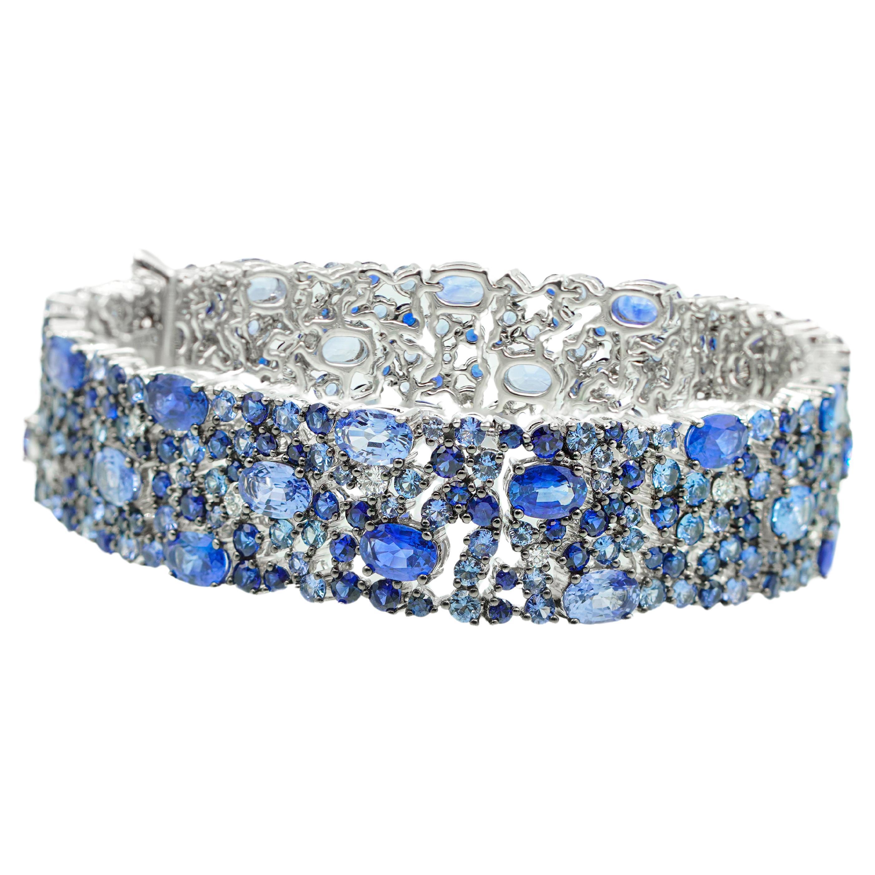 Robert Procop 18K White Gold Sapphire and Diamond Bracelet