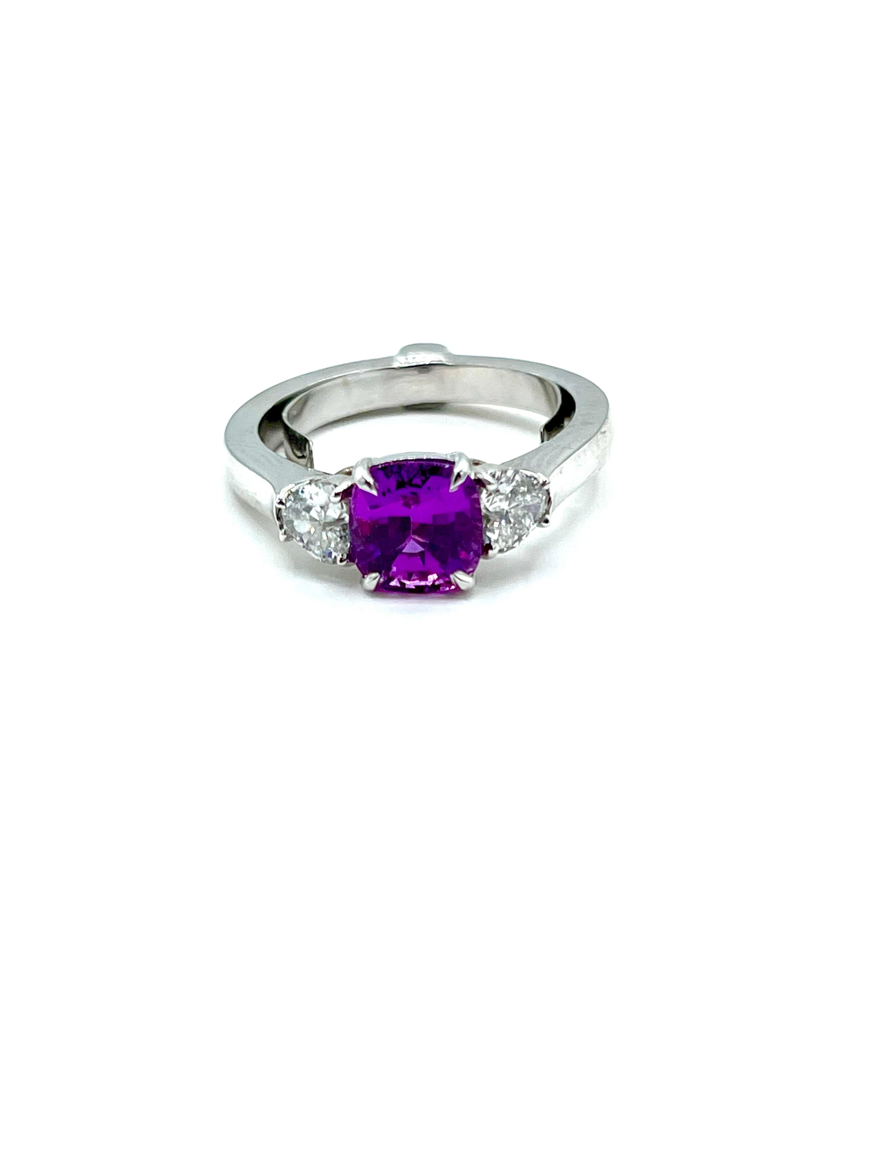 Modern Robert Procop 2.05 Carat Cushion Shaped Pink Sapphire and Diamond Ring For Sale