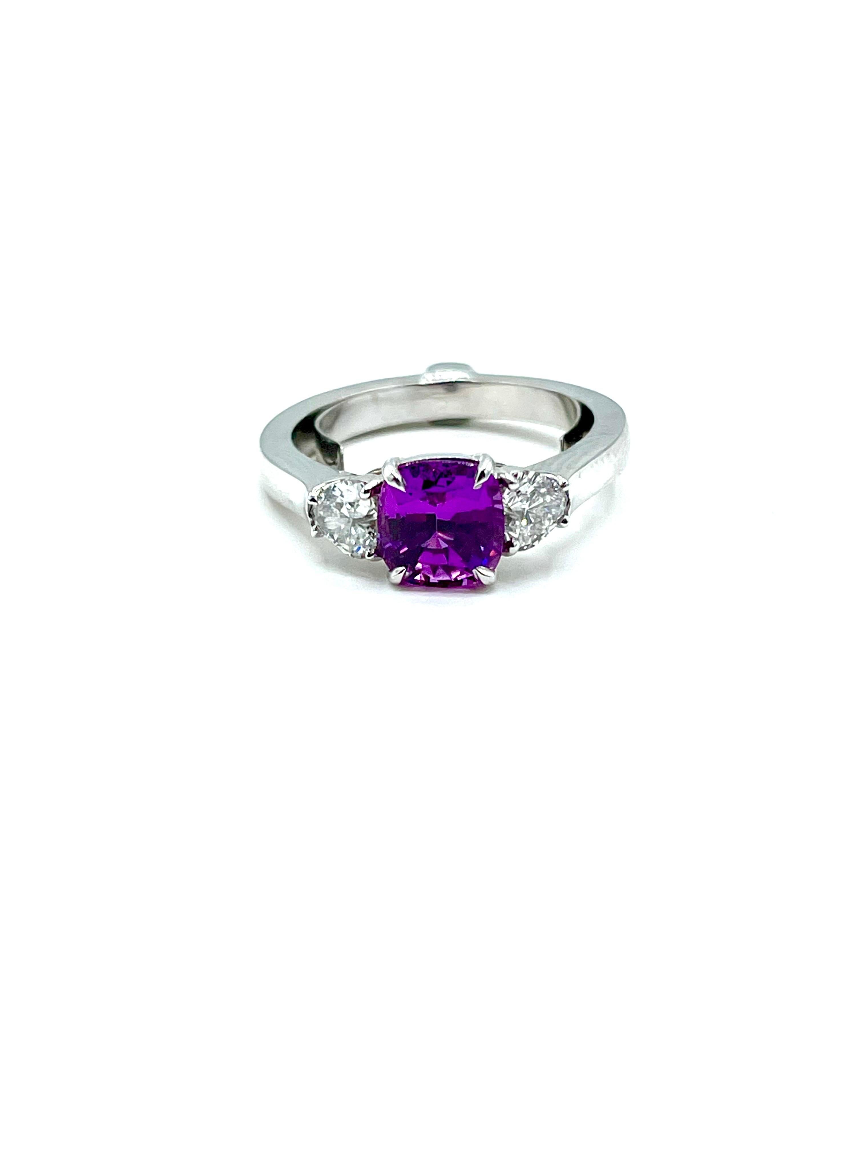 Women's or Men's Robert Procop 2.05 Carat Cushion Shaped Pink Sapphire and Diamond Ring For Sale