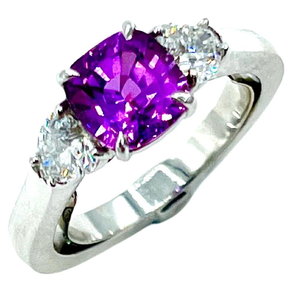 Robert Procop 2.05 Carat Cushion Shaped Pink Sapphire and Diamond Ring For Sale