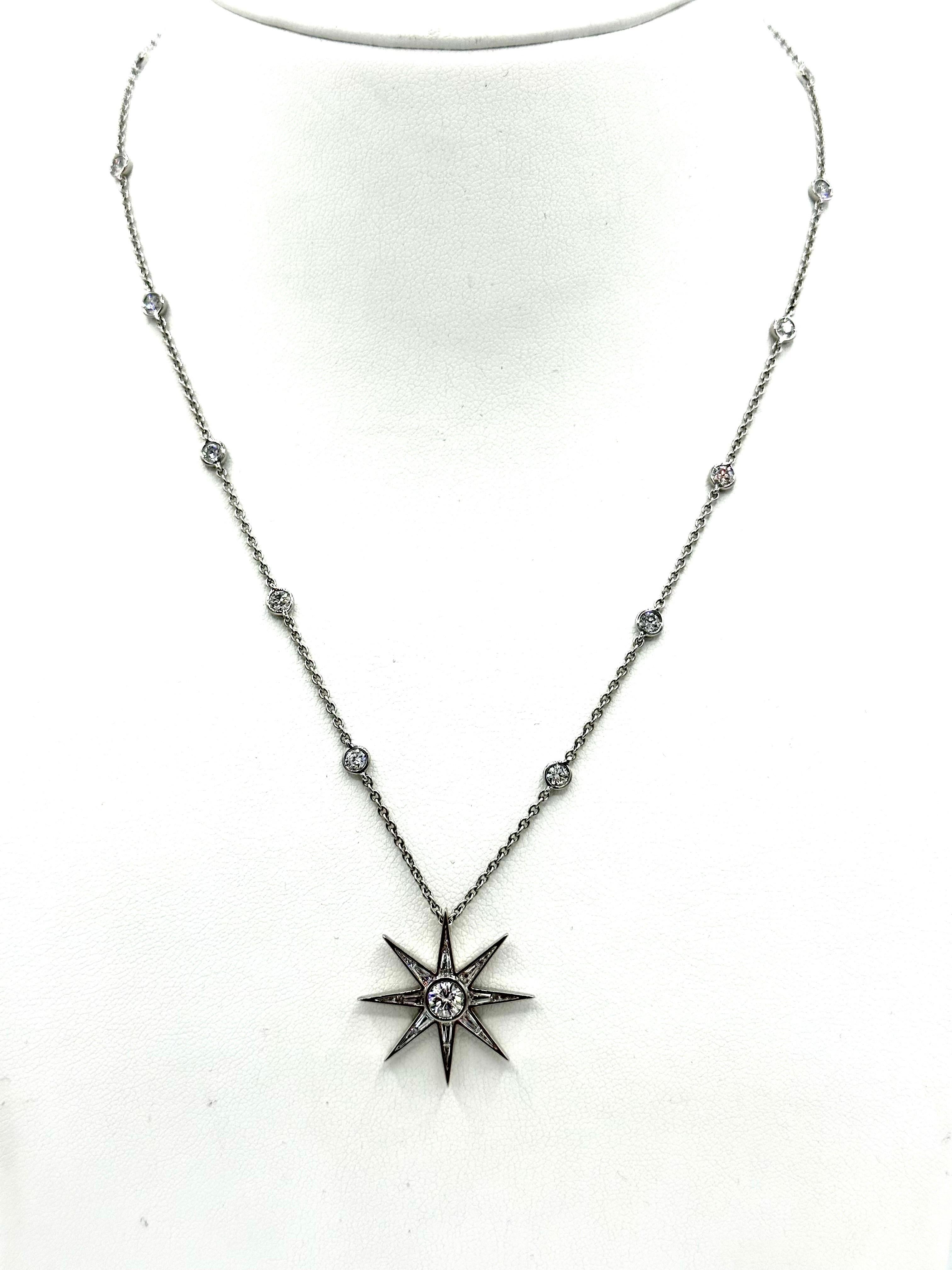 Robert Procop 2.60 Carat Diamond Luminous Starburst Pendant Necklace In New Condition For Sale In Chevy Chase, MD