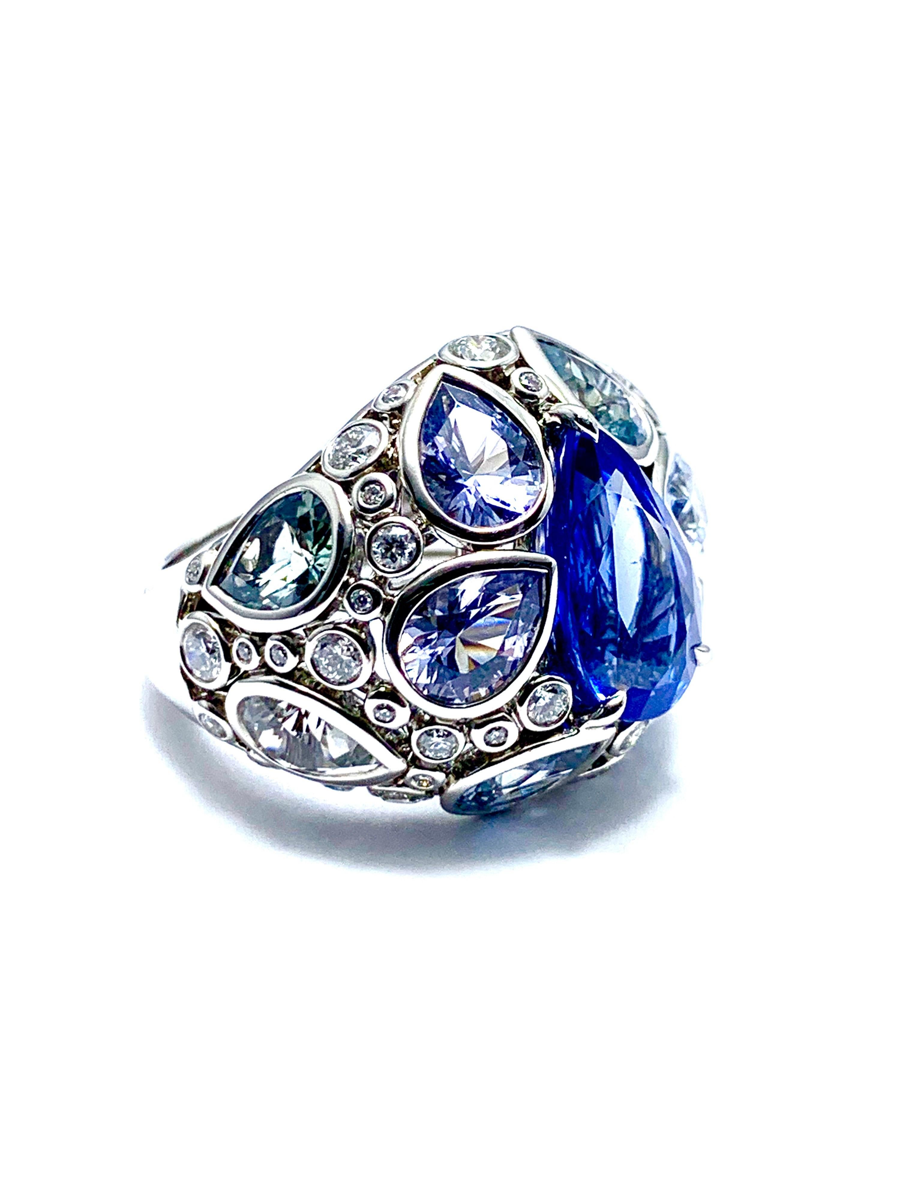 Modern Robert Procop De La Vie 4.58 Carat Sapphire and Diamond Platinum Ring