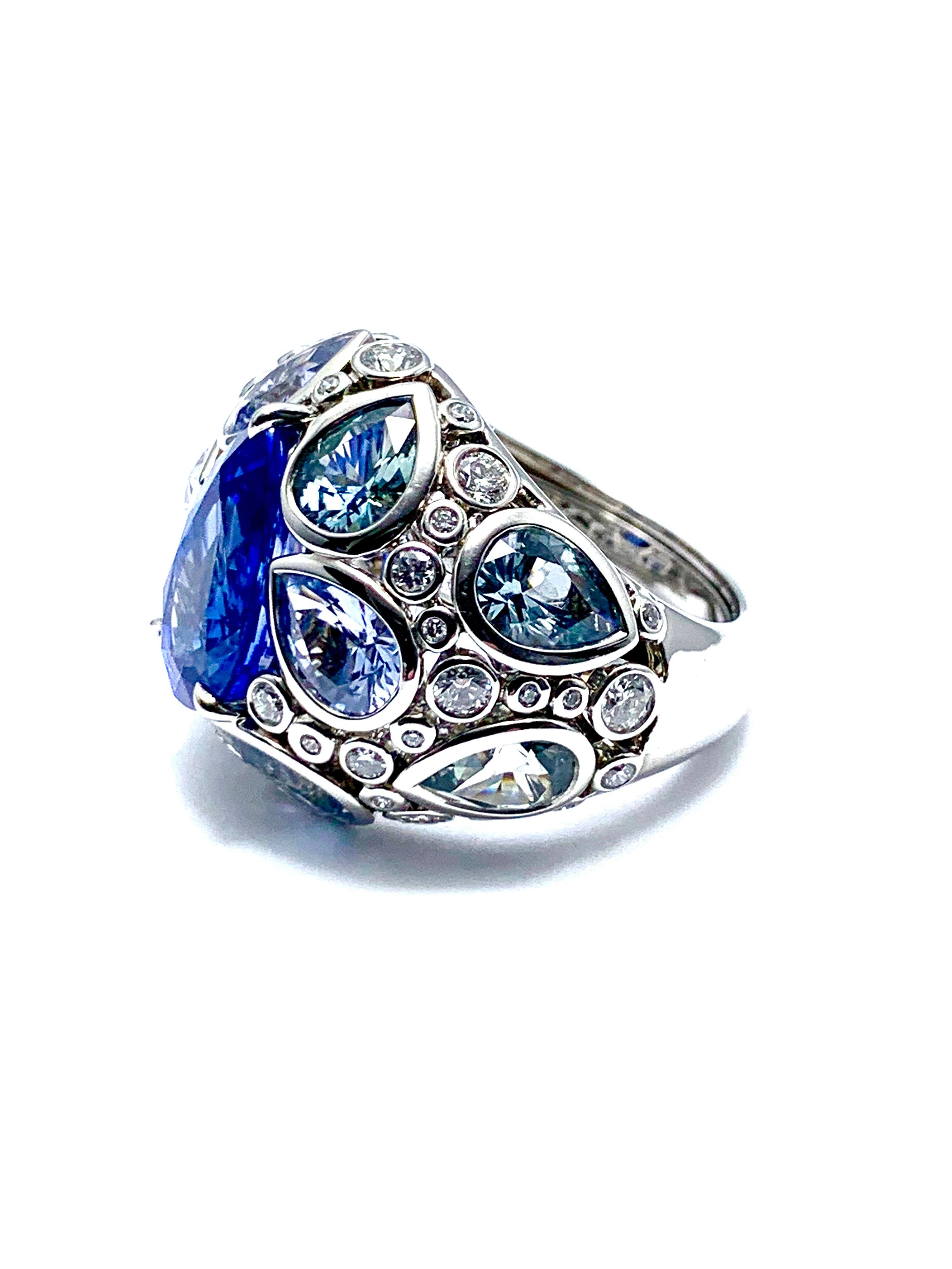 Pear Cut Robert Procop De La Vie 4.58 Carat Sapphire and Diamond Platinum Ring