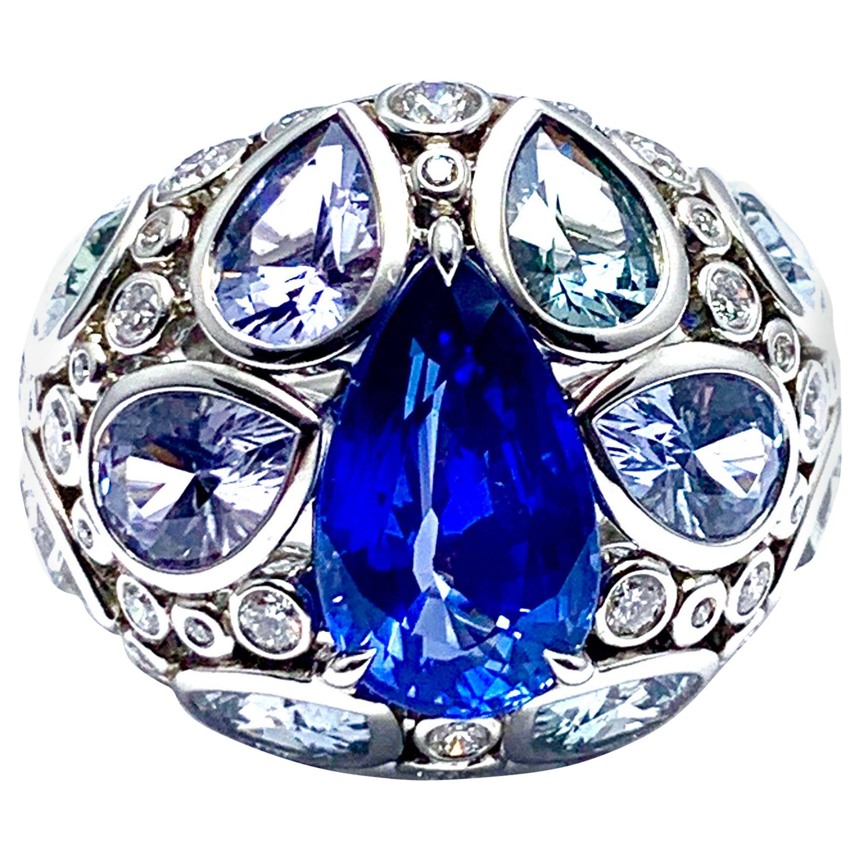 Robert Procop De La Vie 4.58 Carat Sapphire and Diamond Platinum Ring
