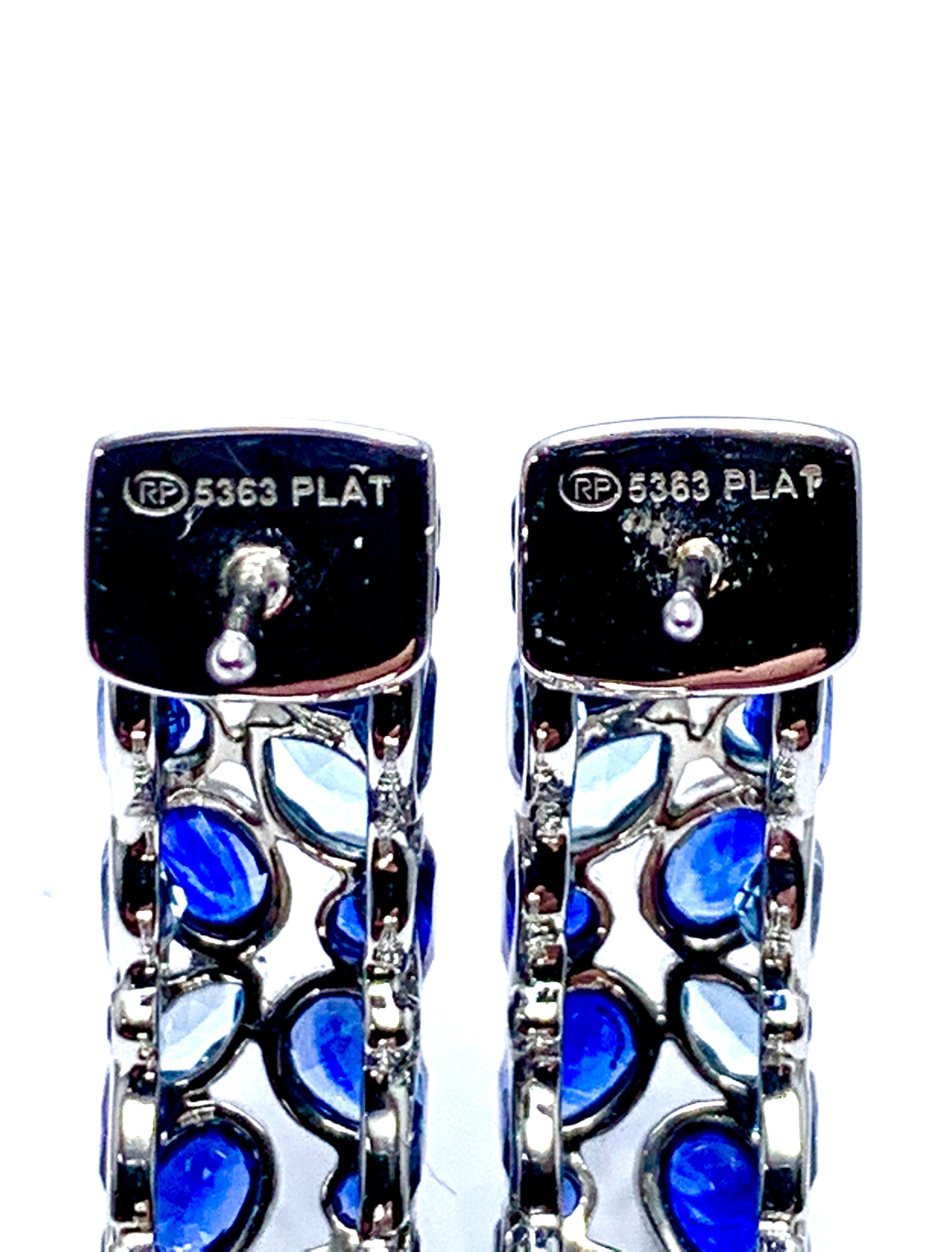 Modern Robert Procop De La Vie Blue Sapphire and Aquamarine Platinum Hoop Earrings