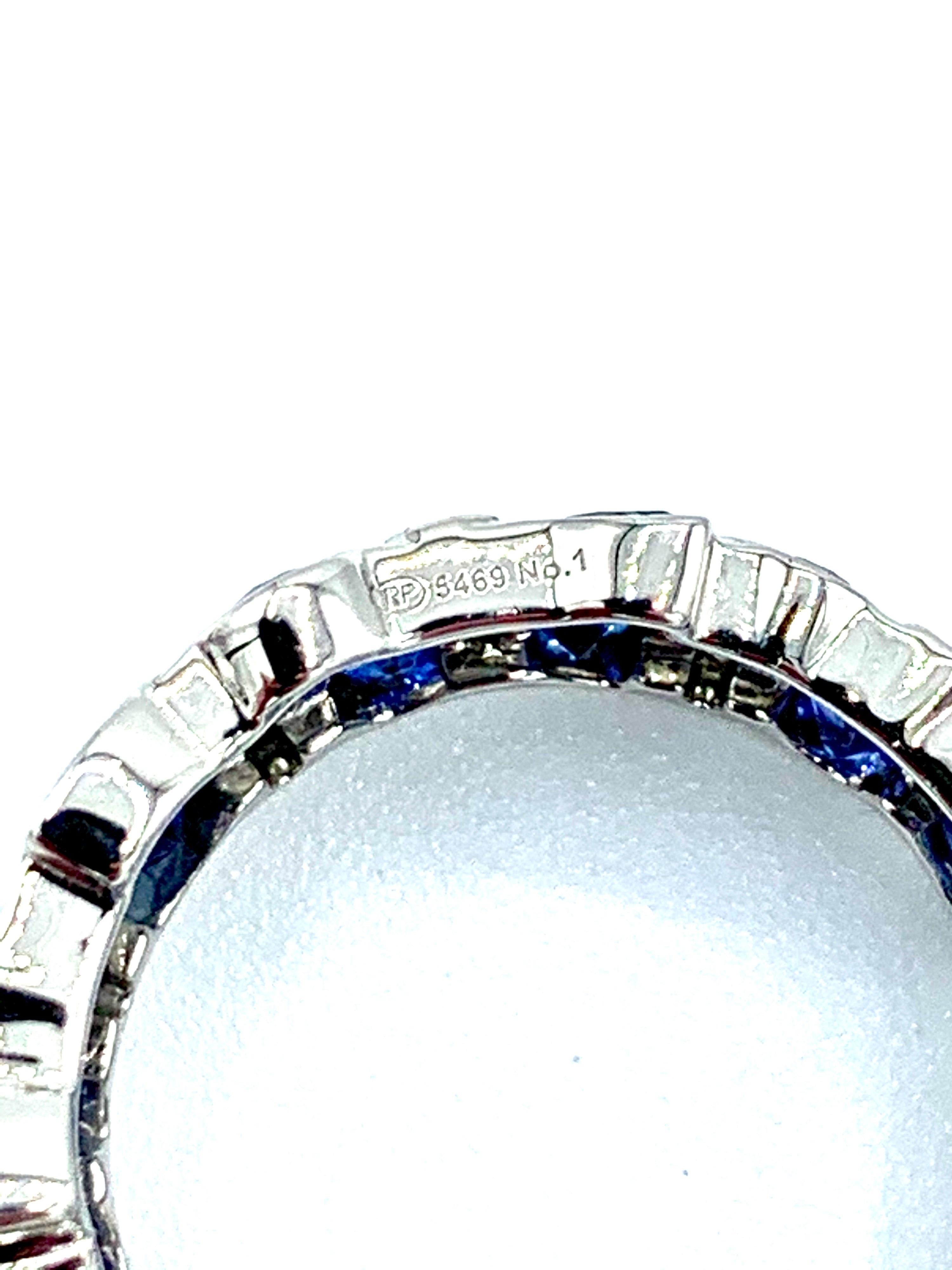 Modern Robert Procop De La Vie Blue Sapphire and Diamond Platinum Band Ring