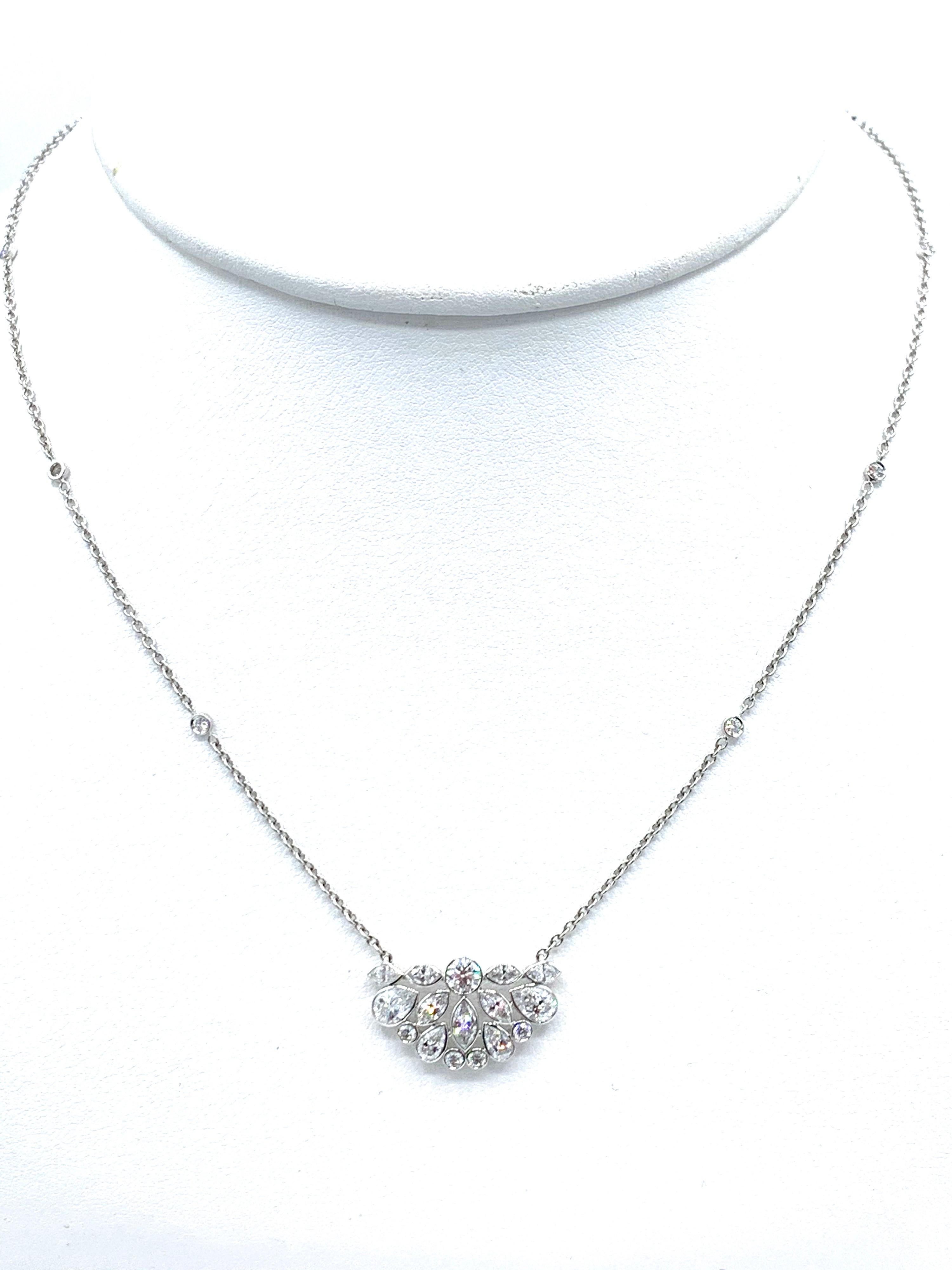 Modern Robert Procop De La Vie Collection Diamond Cluster Platinum Pendant Necklace