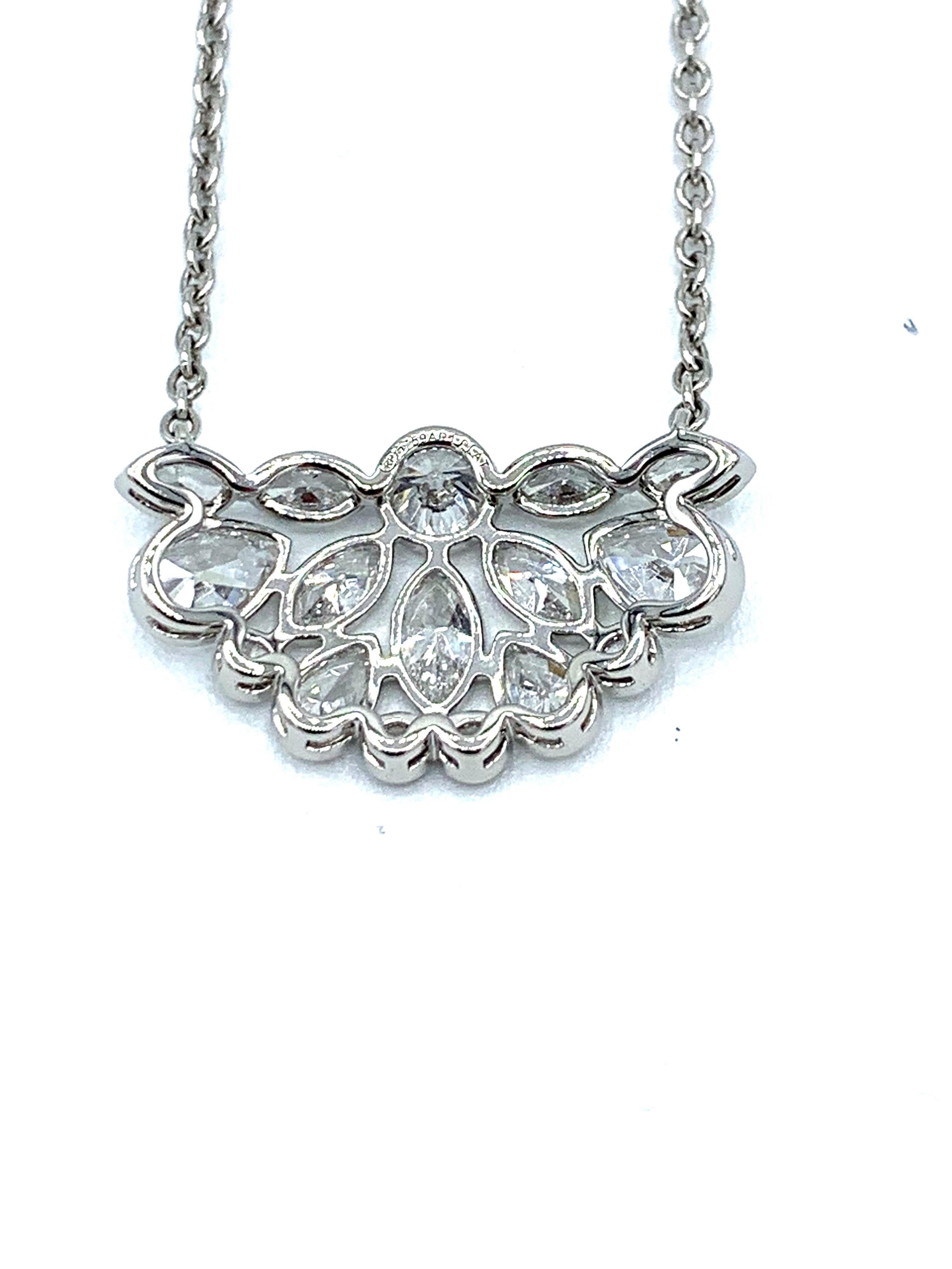 Robert Procop De La Vie Collection Diamond Cluster Platinum Pendant Necklace In New Condition In Chevy Chase, MD