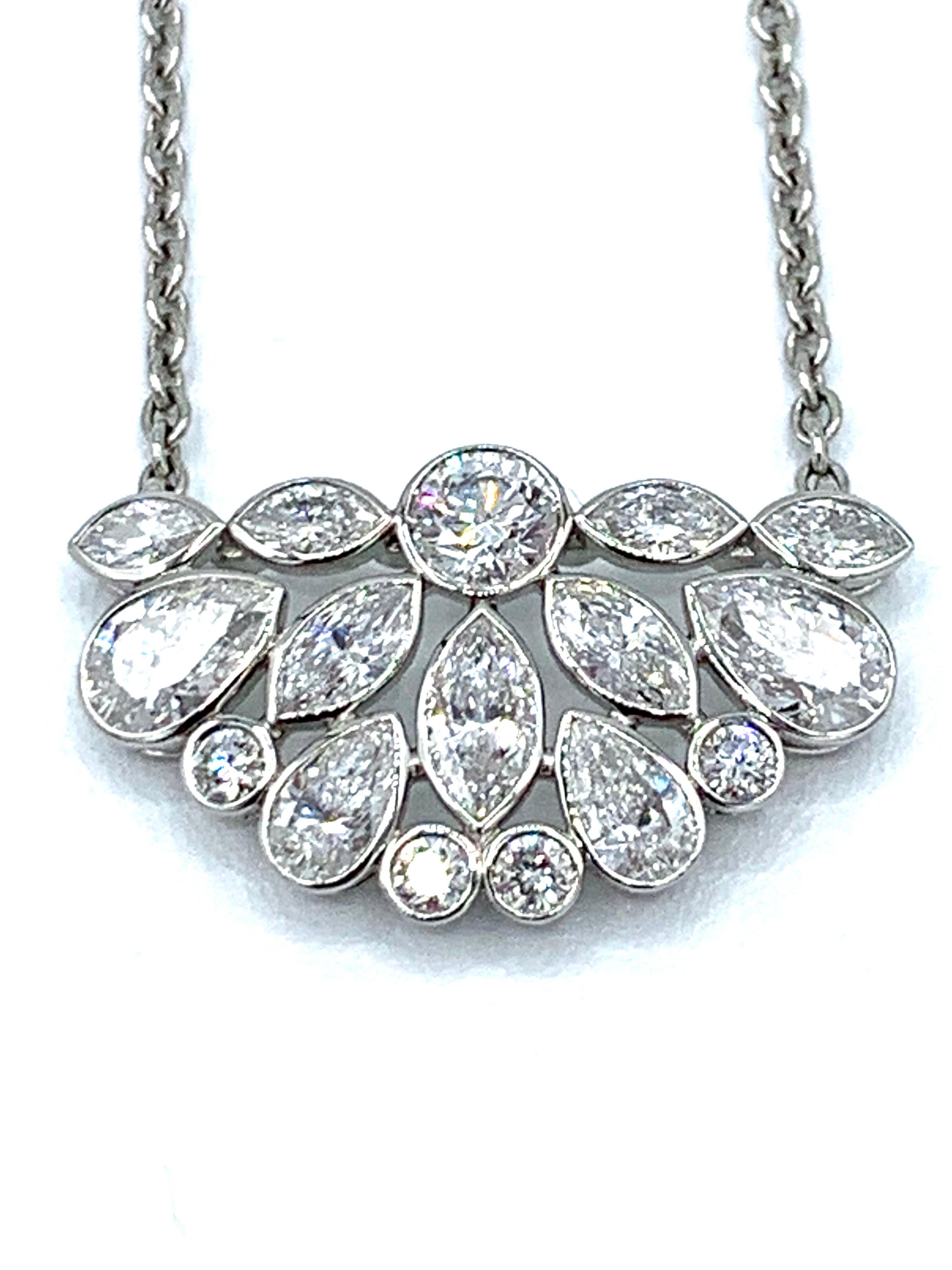 Robert Procop De La Vie Collection Diamond Cluster Platinum Pendant Necklace 2